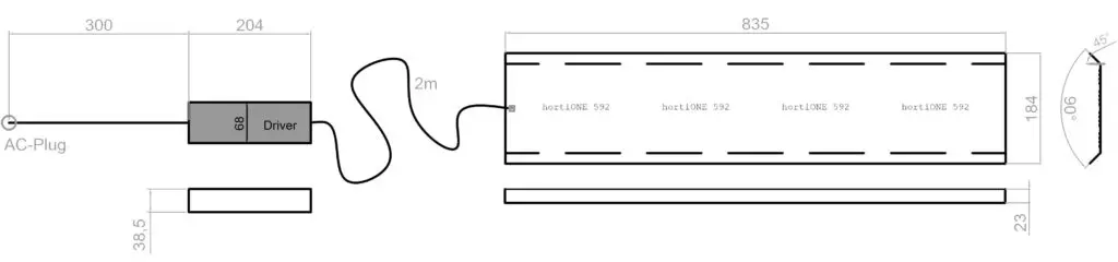 hortiONE 592 LED Pflanzenlampe 190W Details 8